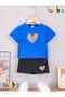 Leopard Heart Printed T-Shirt Shorts Summer Children's Set