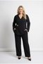 Women's Black Plus Size Double Breasted Collar Side Tie Buckle Evening Dress Set Hzl26W-Pr10121