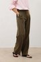 Khaki Women's Wide Leg Pants with Pencil Detail - 3
