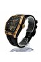 Phantom Skeleton Automatic Watch for Men Luxury Tonneau Dial, Black Silicone Strap, - 4