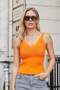 Women's Flexible Knitwear Thick Strap Body Blouse-Orange