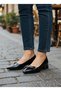 Black 3 cm Short Heel Daily Dress Shoes Pointed Toe Women's Ballet Flats - 2