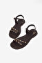 Women's Brown Comfortable Double-Strap Buckle Stone Sandals - 2