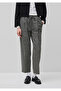 Women's gray cotton blend plaid patterned drawstring waist trousers