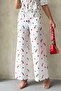 بنطلون من قماش الفوال المطرز - أحمر |   D2884