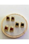 Xuping Square Vintage Earrings - Non-Tarnish Gold Ribbed Frame Resin Stone Anti-Allergy Stylish Earrings - 3