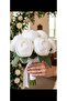 30 cm 7 Branches 8 cm in Diameter White Peony Roses with Big Heads Bride's Hand Bouquet Vase