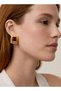 Xuping Square Vintage Earrings - Non-Tarnish Gold Ribbed Frame Resin Stone Anti-Allergy Stylish Earrings