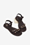 Women's Brown Comfortable Double-Strap Buckle Stone Sandals - 4