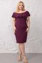 Women's Plus Size Shoulder Ruffle Detailed Madonna Collar Stretchy Dress