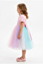 Girls Party Dress with Puff Sleeve & Peter Pan Collar - 2