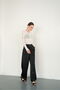 Satin Trousers with Lace Cuffs - Black |   D2969 - 3