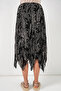 Women's Asymmetrical Tulle Chiffon Skirt 8061 - Black - 6