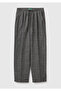 Women's gray cotton blend plaid patterned drawstring waist trousers - 2