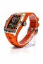 Phantom Skeleton Automatic Watch for Men – Luxury Tonneau Dial, Orange Silicone Strap, - 4