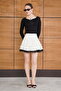 Polka Dot Lace Detailed Satin Skirt - Cream |   D2962