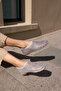 Calzaro Women's Silver Fishnet Stone-Embellished Ballet Flats - 7