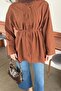 Pleated Wide Sleeve Shirt Brown - 3