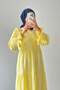 Sleeve Tie Detail Hijab Dress Yellow - 3