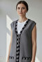 Plus Size Boat Neck Buttoned Pocketed Knitwear Vest Women's Daily Comfortable Stylish Design - 2