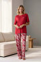 Wide Leg Lycra Pajama Set with Sleeves Red
