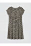 Original Oval Neckline Patterned A-Line Dress - 8