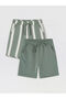 Khaki elastic waist and lace-up boy shorts 2-pack