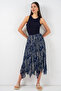 Women's Asymmetrical Tulle Chiffon Skirt 8061 - Navy Blue - 3