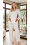 New Season Ecru Long Sleeve Design Elegant Lace Detailed Buttoned Maternity Pajama Set - 3