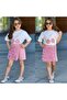 Girl's Cherry Printed Skirt Set Powder-32079P