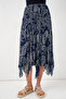 Women's Asymmetrical Tulle Chiffon Skirt 8061 - Navy Blue - 4