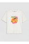 Lcw Kids White Printed Girls' T-Shirt and Shorts Skirt - 3