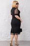 Women's Plus Size Double-Breasted Dress with Tulle Detail on Sleeves and Hem, Stretchable - 6