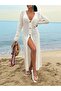 Openwork Beach Kimono Sleeves Front Buttoned Women's Jacket Dress - 3