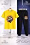 Children's Tiger Head Circle Printed T-Shirt Tracksuit Set