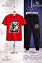 Children's Dinosaur Blue Dinosaur Printed T-Shirt Tracksuit Set