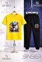 Children's Dinosaur Blue Dinosaur Printed T-Shirt Tracksuit Set