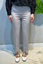 Plus Size Women's Slit Detail Ankle Length Fabric Trousers 07 Light Gray - 3