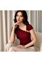 New Product Short Sleeve Modal Fabric Women's Blouse with Shoulder Accessories - 4