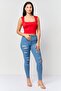 Women Square Neck Sleeveless Plain Tank Top, Red - 2