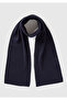 Boy's navy blue wool and viscose blend logo embroidered scarf