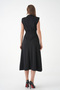 Women's Black Waist Accessory and Padding Detailed A-Line Stylish and Elegant Design Midi Evening Dress 77150 - 3