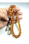 German Silver Tassel Wolf Headed Nakkaş Imame Squeeze Amber - 4