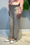Plus Size Women's Slit Detail Ankle Length Fabric Trousers 07 Beige - 4