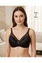 Evelyn Shiny Satin Line Detail C Cup Underwire Unpadded Stylish Bra with Tulle Detail on the Front - 2