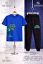 Children's Dinosaur Glasses Green Side Printed T-Shirt and Sweatpants Set