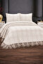 Beril French Laced Dowry Double King Size Pique Cover Set / Bedspread Set 3 Pieces