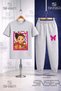 Children's Crn Girl Heart Printed T-Shirt Tracksuit Set