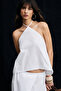 Bolue Women's Poplin Fabric 100% Cotton Halter Neck White Blouse