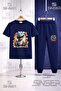 Children's Dinosaur Blue Dinosaur Printed T-Shirt Tracksuit Set